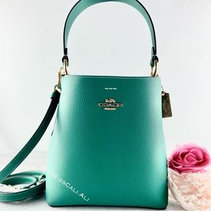 NWT COACH Small Town Bucket Leather Crossbody Bag - Green Bright Jade